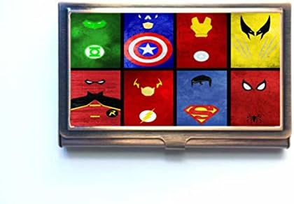 Traeema Design Wallet Batman Captain America Collage Comics Dc Comics Protection Business Credit Name Card Holder Case Bronze Stainless Steel Purse Pocket Cash Money