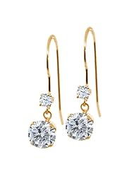 1.16 Ct Round I/J Diamond White Topaz 14K Yellow Gold Earrings