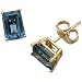 Emerald Cut Blue Topaz, 14Kt. Yellow Gold. London Blue Topaz Earrings
