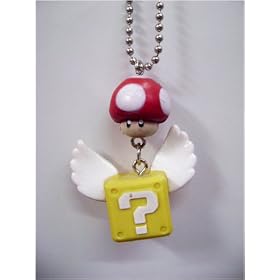Mario Bro: Double Charm Keychain -Mushroom & Flying Box