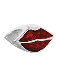 925 Sterling Silver Red Lips Enamel Bead For Chamilia, Pandora, Biagi, Personality, Reflections And More Charm Bracelets