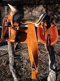 Charro Saddle tan with chedron Round Saddle Bags