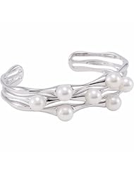 Sterling Silver Freshwater Cultured Pearl Cuff Bracelet -- LIFETIME WARRANTY