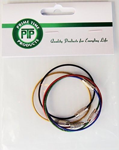 Cable Key Ring Color Coated Wire Key Rings - Waterproof - Strong - 6 Each - 6 Different Colors