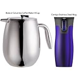 Bodum Columbia Colombian Coffee Maker 8 Cup French Press + Contigo Autoseal Stainless... by Bodum, Contigo