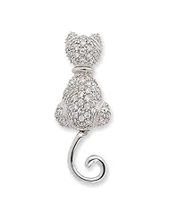 Sterling Silver CZ Cat Pin
