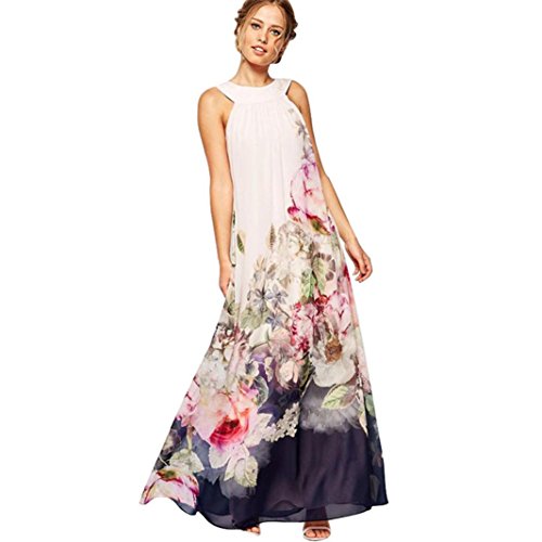 Women's Dress, Laimeng Casual Fit and Flare Floral Sleeveless Dress (XXL)