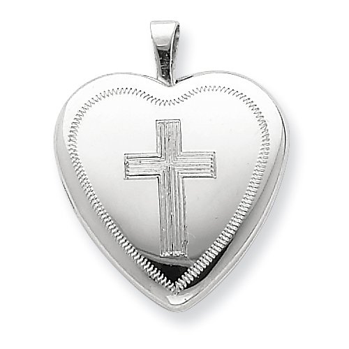 Sterling Silver 16mm Cross Heart Locket