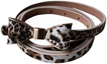 FAD Candy PU Leather Women Skinny Butterfly Bow Waist Belt Waistband (leopard)
