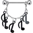 Black Musical Note Dangle Nipple Ring