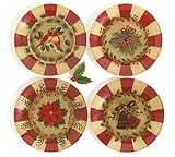 Set Of 4 Holiday/Christmas Hand Blown Glass Plates Beautiful Holiday Home Decor