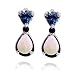 14k White Gold Created Opal, Swiss Blue Topaz and Blue Sapphire Tear Drop Earrings