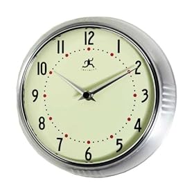 Retro Metal Wall Clock - Silvertone