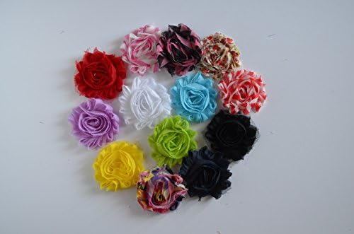 28pc (14 Pairs) 2.5" DIY Shabby Chiffon Fabric Hair Flowers From Hairbowsales