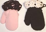 IMAGE OF Set of Two Magic Mittens with Hand Crocheted Chenille Cuff for Infants Ages 0-6 Months