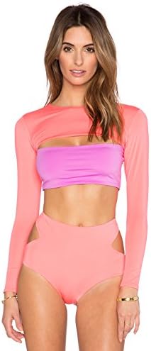 Zinke Women's Alex Cropped Rashguard Top, Medium, Grapefruit/Multi