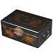 EXP Hand-painted 14" Black Leather Dragon & Phoenix Chinese Jewelry Box With Gold Accents