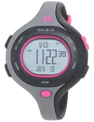 Soleus Womens SR009011 Chicked Grey Digital Dial with Black and Pink Polyurethane Strap Watch