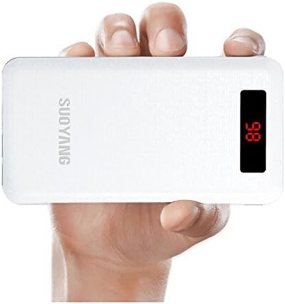 SUOYANG® White Color 20000mAh Dual USB External Battery Portable Charger with LED Light for Galaxy S6 and S6 Edge, iPhone 6, iPhone 6 Plus, iPhone 5S 5C 5, iPad Air Mini, LG G4, HTC One M8 and M9