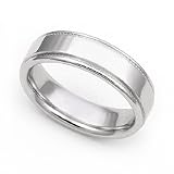 14k White Gold 5mm Milgrain Wedding Band Ring