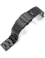 20mm SOLID 316L Stainless Steel Super Oyster Straight End Watch Band-PVD Black