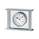 Seiko QHE048S Silver Mantel Clock with Swarovski Crystals