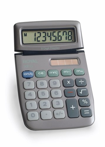 Royal Machines XE6 8 Digit Tiltable Display Calculator with Solar and Battery Power
