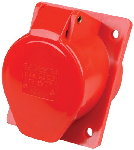 PCE 47417L CEE-Anbaudose schr&auml;g 32A, 5-polig, rot