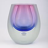 Hand Blown Lavender Multicolor Sommerso Art Glass Vase 9 tall