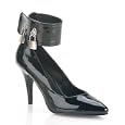 VANITY 4 Inch Sexy Black Pump Shoes Womens High Heel Shoes Evening Shoes With Locking Ankle Cuff And Padlocks Black Patent Pleaser
