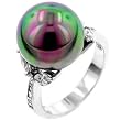 Princess Ismerelda Pearl Charm Ring Featuring Tahitian Pearl Center with Pave CZ Band - Size: 5-10