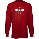 NBA adidas Miami Heat Primetime Long Sleeve T-Shirt - Deep Red (Large)