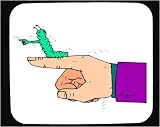 Decorated Mouse Pad with green, crawling, worm, finger, pointing