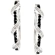 Sterling Silver Black Spinel and Diamond Hoop Earrings