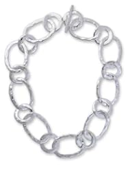 Sterling silver chain necklace, Moon Links - Hand Made Taxco Silver Statement Necklace