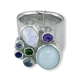 Sterling Silver Aquamarine Multi-Stone Ring by Sajen