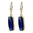 10k Yellow Gold Lab Created Blue Sapphire Earrings