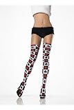 Sexy Opaque Thigh High Stocking With Poker Suit Print Alice In Wonderland Queen Of Hearts Casino Lingerie Costume Accessory Leg Avenue