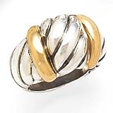 SILVER ITALIAN RING SIZE 6 OR 7 OR 8 with 18K YELLOW GOLD ACCENTS