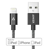【改善版】【Apple認証 (Made for iPhone取得)】 Anker 第2世代 高耐久ナイロン ライトニングUSBケーブル iPhone 6s/iPhone 6s Plus/iPhone 6/5/iPad Air/ iPad mini/ iPod用 絡み防止 耐熱アルミコンパクト端子 (スペースグレー 0.9m) A7136011