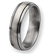 Sterling Silver Grooved Brushed and Antiqued Titanium Ring (6.0 mm) With Wood Box - Sizes 8.5-13.5