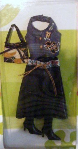 Barbie Mod City Trend Fashion Leather Skirt & Patchwork Purse A