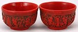 BE1006-Carved Tibetan Milk Bowls, Vintage, Tibet, Cinnabar, Antique Asian Decor: Carved Milk Bowls f