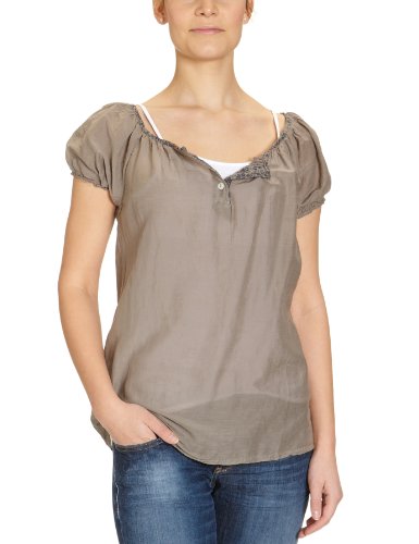 Cross Jeans Damen Bluse 70122, Gr. 44/46 (L), Braun (brown) Preisvergleich