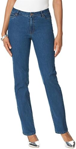 Denim 24/7 Women's Plus Size Invisible Stretch Straight Leg Jeans (Stonewash,22