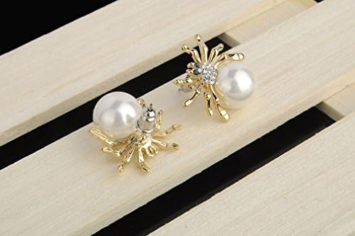 Vitagarden Elegant Prom Cute Animal Spider Shape Pearl Stud Earrings