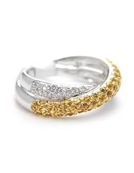 18k Two-Tone Gold 1.07 Yellow Sapphire Diamond Ring ( 0.34 CTTW, G-H Color, SI1-SI2 Clarity )