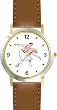Ballerina and Ballet Dancer Couple No.1 - WATCHBUDDY&reg; DELUXE TWO-TONE THEME WATCH - Arabic Numbers - Brown Leather Strap-Size-Large ( Men's Size or Jumbo Women's Size )