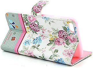 Apple iPhone 6 Plus (5.5 inch) Vintage Purple Flower With Alloy Diamond Leather Wallet Card Slot Stand Cover Case