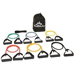 NEW Strong Man Set of 6 B.M.P. Resistance Bands for Men And Women, Great for Any Home Workout Exercise Including Extreme workouts, Now Includes a 60 Day Money Back Guarantee